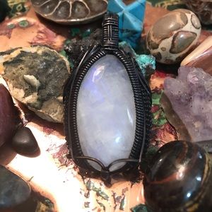 moonstone wire wrapped pendant